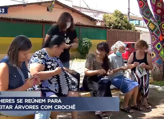 mulheres-se-reunem-para-enfeitar-arvores-com-croche
