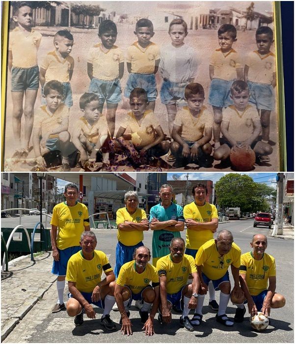 Amigos refazem foto com a camisa da Seleção Brasileira após 60 anos