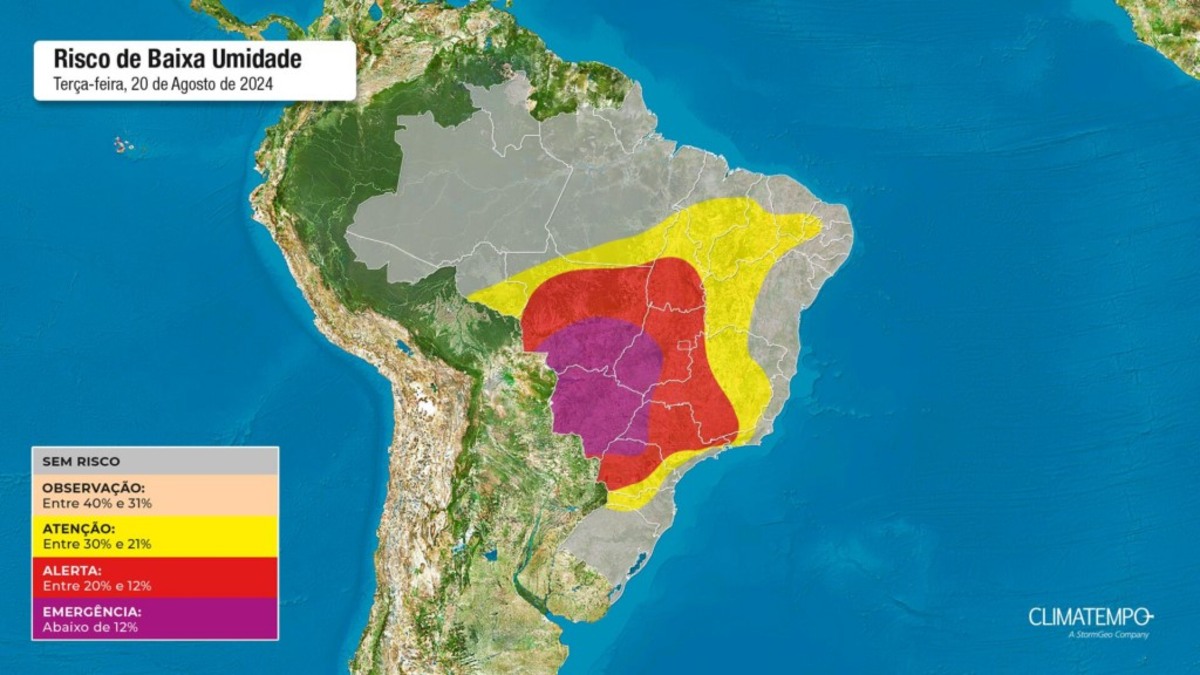 Umidade do ar deve ficar abaixo do ideal em duas regiões do país nesta semana