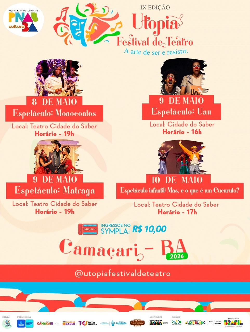 Utopia Festival de Teatro reúne programação variada no TCS